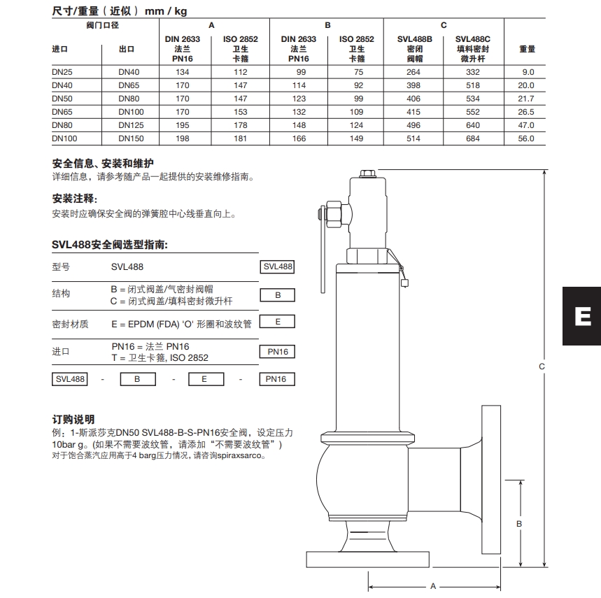 SVL488潔凈系統(tǒng)不銹鋼安全閥尺寸重量