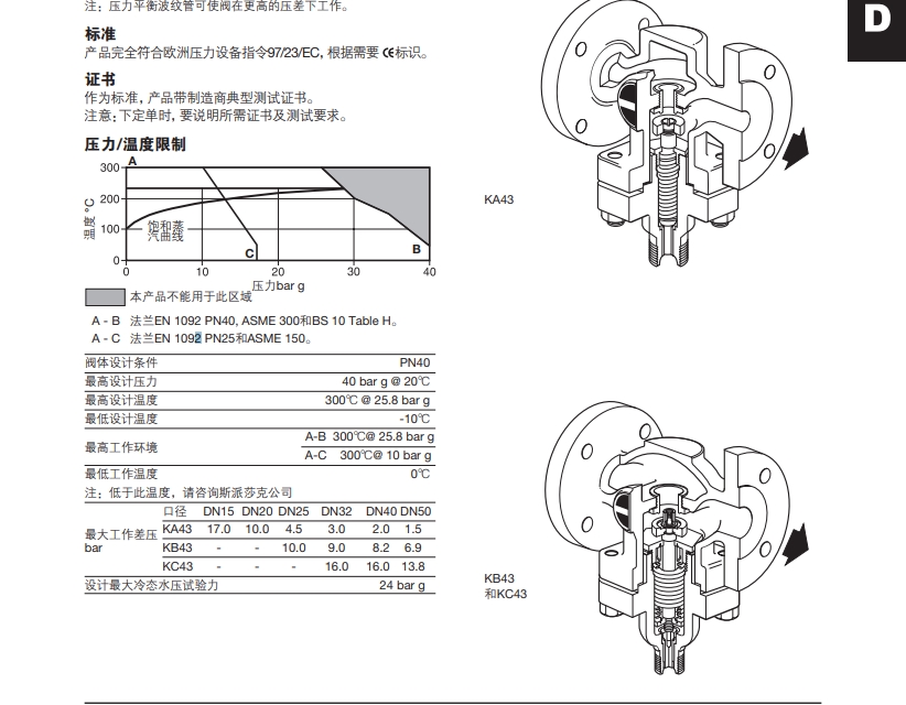 KA43,KB43和KC43 技術(shù)參數(shù)