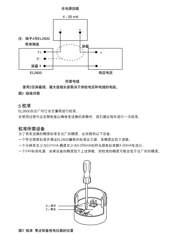 EL2600壓力變送器安裝線路圖