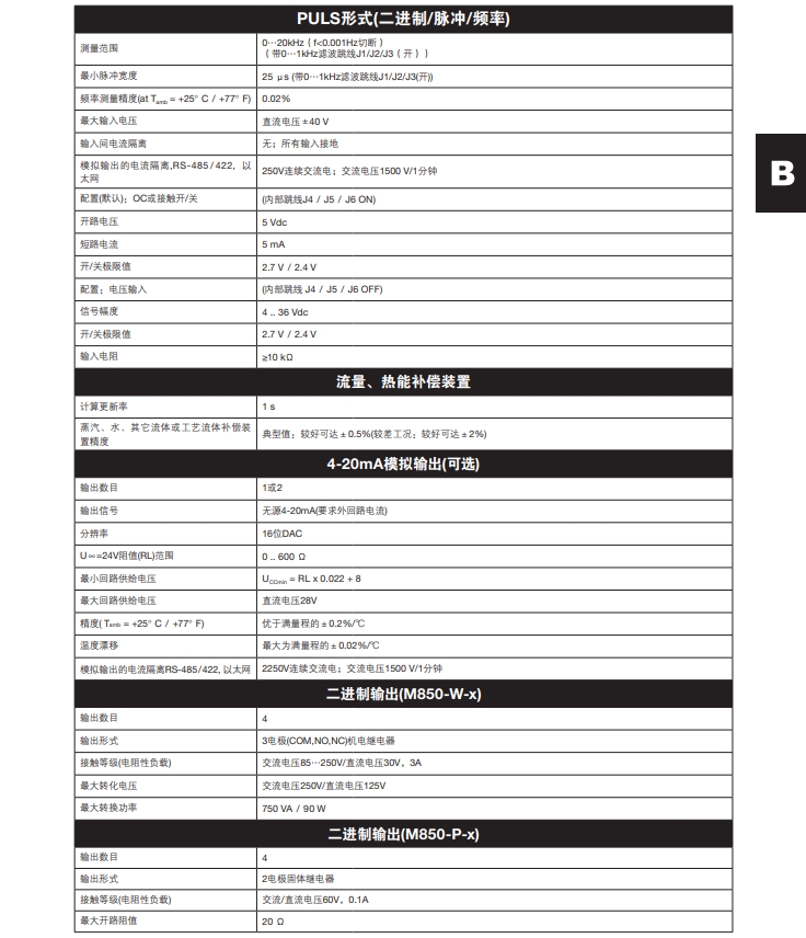 斯派莎克M850流量計算機技術參數(shù)